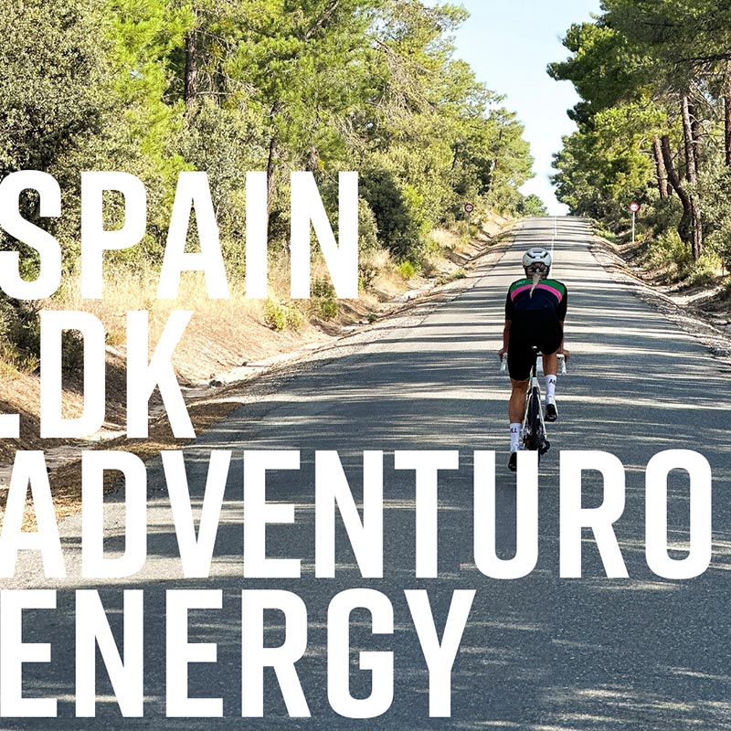 Image of Anna Katrine witj whiote text on top of the image, the text says the words: Spain, DK, Adventorous and Nergy