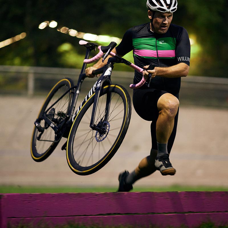 A cyclist wearing Xtreme Willing Able apparel collection