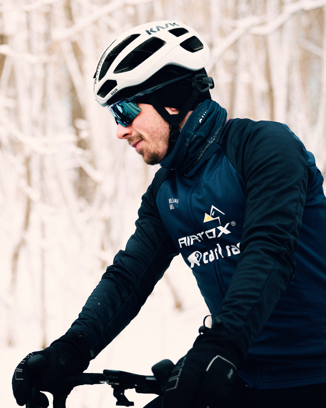 A cyclist from Team Airtox wearing Willing Able apparel