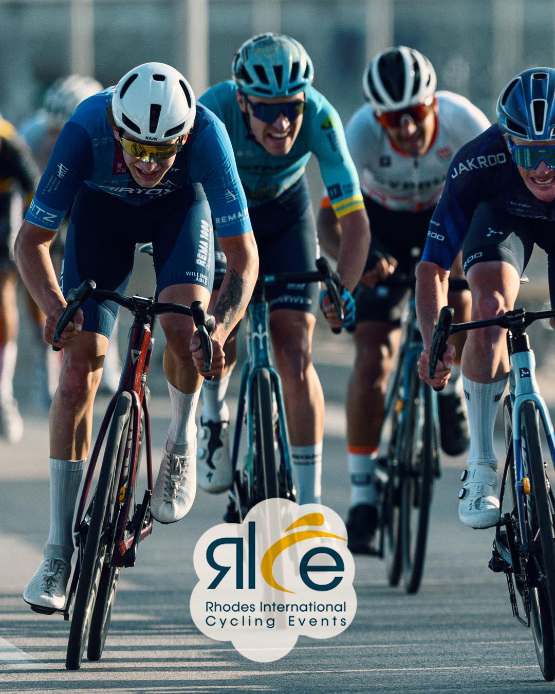 Front photo of the riders of Team Airtox Carl at The UCI race, Visit South Aegean Islands Tour