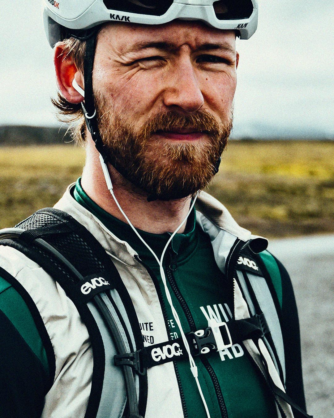 One of the two cyclists who rode across iceland on their bikes, he is wearing the brand Willing Able.