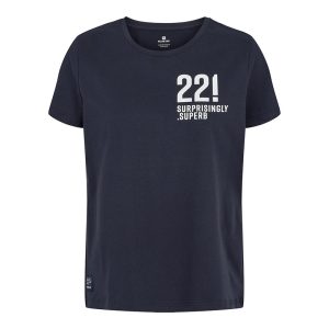 221 Dark Navy Tee with a classic design with a fuller cut, soft mercerized cotton, and a longer length.