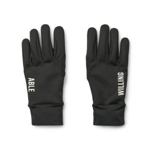 WA Warm Gloves in black. Water-repellent with brushed fleece inside, they feature a snug cuff to block cold air.