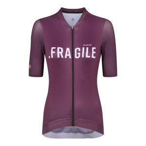 The WE.CC SS Purple Women is a short sleeve purple jersey for women. It has the text .FRAGILE Written on the front.